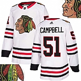 Blackhawks #51 Campbell White With Special Glittery Logo Adidas Jersey,baseball caps,new era cap wholesale,wholesale hats
